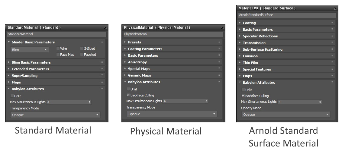 3DS MAX babylon material attributes